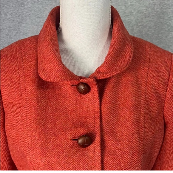 J Crew Blazer WSize 8 Orange 100 %wool Herringbone Bella Jacket Academia vintage - Picture 2 of 10